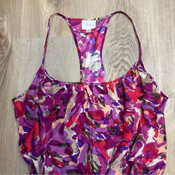 Parker Multicolor Floral Silk Racerback Dress - Picture 9 of 9